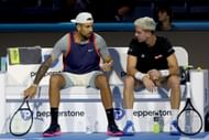 Nick Kyrgios (L) and Thanasi Kokkinakis at the Nitto ATP Finals